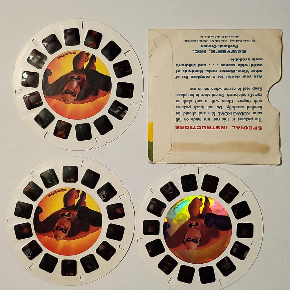 RETRO Disney Pixar The Incredibles Movie Scenes View Master Reels Lot of 3